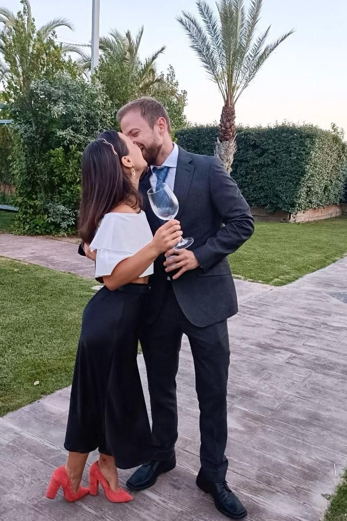 Francesc y Carlota en el estadio